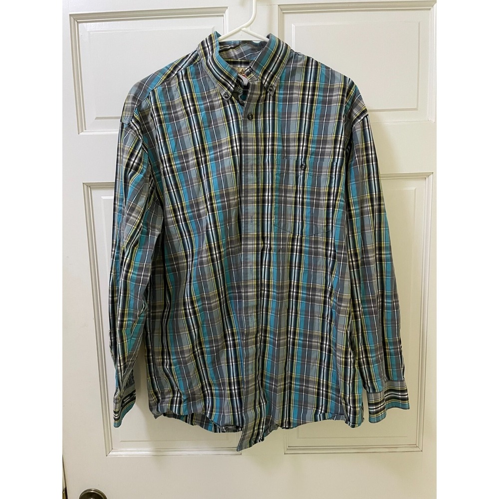 Long Sleeve Button Up Plaid Shirt Wrangler 20X Small/Medium